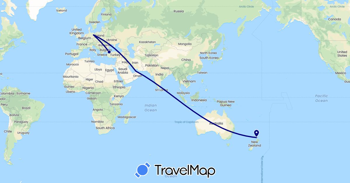 TravelMap itinerary: driving in United Arab Emirates, Germany, New Zealand, Turkey (Asia, Europe, Oceania)